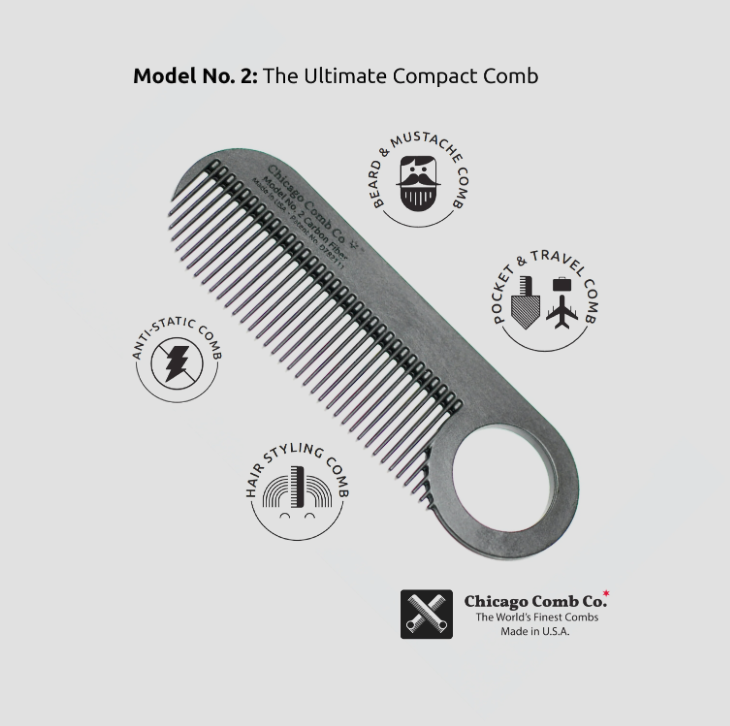 Chicago Comb Co. - Peigne en fibre de carbone - Modèle n° 2