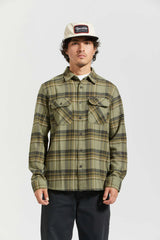 BRIXTON - Bowery L/S Flannel - Vetiver/Laurel Wreath/Washed Black