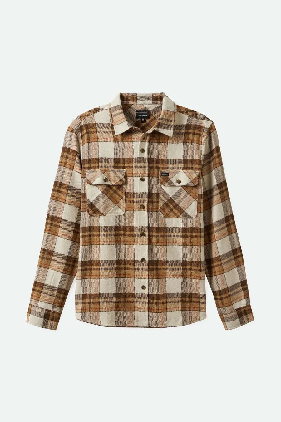 BRIXTON - Bowery L/S Flannel - Whitecap/Pinecone Brown